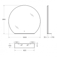 BelBagno Зеркало d100 см, с подсветкой по периметру и выключателем, цвет: хром глянцевый Spc-Rng-1000-Led-Tch-Mens