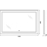 BelBagno Зеркало 108,5x68,5h см, с подсветкой, подогревом и выключателем, цвет: сатин матовый Spc-Kraft-1085-685-Tch-Warm