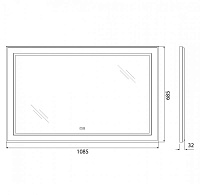 BelBagno Зеркало 108,5x68,5h см, с подсветкой, подогревом и выключателем, цвет: черный матовый Spc-Kraft-1085-685-Tch-Warm-Nero