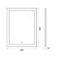 BelBagno Зеркало 68,5x88,5h см, с подсветкой, подогревом и выключателем, цвет: черный матовый Spc-Kraft-685-885-Tch-Warm-Nero
