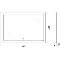 BelBagno Зеркало 98,5x68,5h см, с подсветкой, подогревом и выключателем, цвет: сатин матовый Spc-Kraft-985-685-Tch-Warm