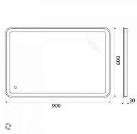 BelBagno Зеркало 90x60h см, с подсветкой по периметру, подогревом и выключ., цвет: хром глянцевый Spc-Mar-900-600-Led-Tch-Warm