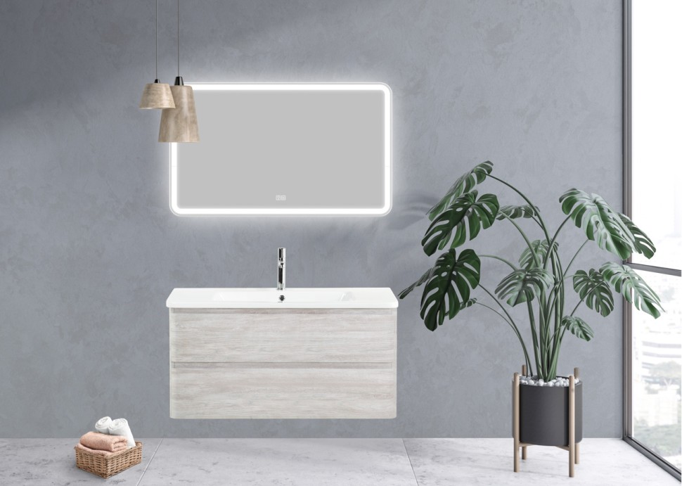 BelBagno Зеркало 100x60h см, с подсветкой по периметру, подогревом и выключ., цвет: хром глянцевый Spc-Mar-1000-600-Led-Tch-Warm