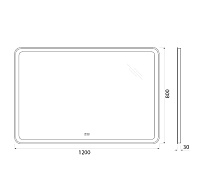 BelBagno Зеркало 120x80h см, с подсветкой по периметру, подогревом и выключ., цвет: хром глянцевый Spc-Mar-1200-800-Led-Tch-Warm
