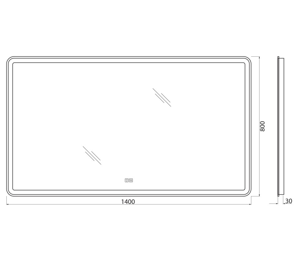 BelBagno Зеркало 140x80h см, с подсветкой по периметру, подогревом и выключ., цвет: хром глянцевый Spc-Mar-1400-800-Led-Tch-Warm