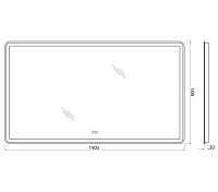 BelBagno Зеркало 140x80h см, с подсветкой по периметру, подогревом и выключ., цвет: хром глянцевый Spc-Mar-1400-800-Led-Tch-Warm