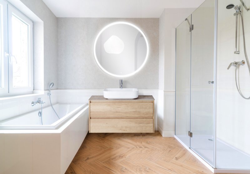 BelBagno Зеркало d90 см, с подсветкой по периметру, подогревом и выключателем, цвет: хром глянцевый Spc-Rng-900-Led-Tch-Warm