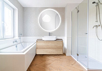 BelBagno Зеркало d90 см, с подсветкой по периметру, подогревом и выключателем, цвет: хром глянцевый Spc-Rng-900-Led-Tch-Warm