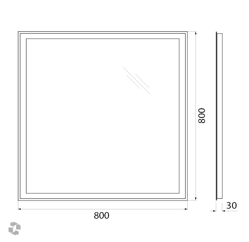 BelBagno Зеркало 80x80h см, с подсветкой по периметру, подогревом и выключ., цвет: хром глянцевый Spc-Grt-800-800-Led-Tch-Warm