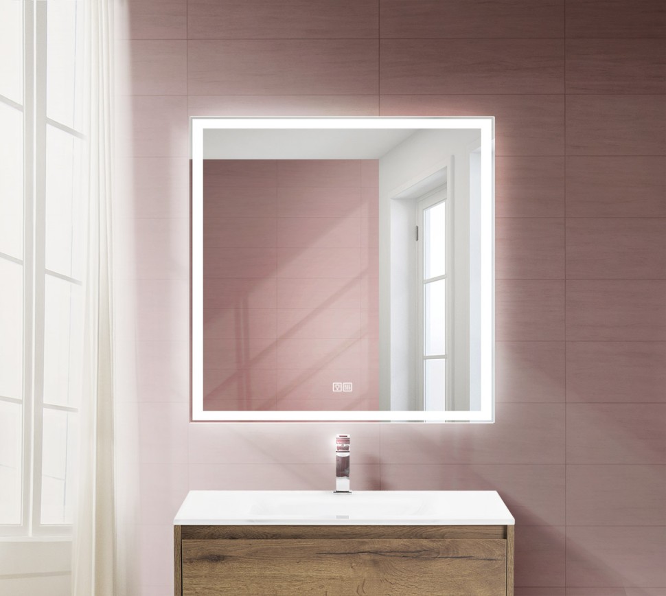 BelBagno Зеркало 80x80h см, с подсветкой по периметру, подогревом и выключ., цвет: хром глянцевый Spc-Grt-800-800-Led-Tch-Warm