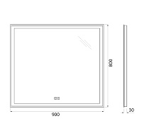 BelBagno Зеркало 90x80h см, с подсветкой по периметру, подогревом и выключ., цвет: хром глянцевый Spc-Grt-900-800-Led-Tch-Warm