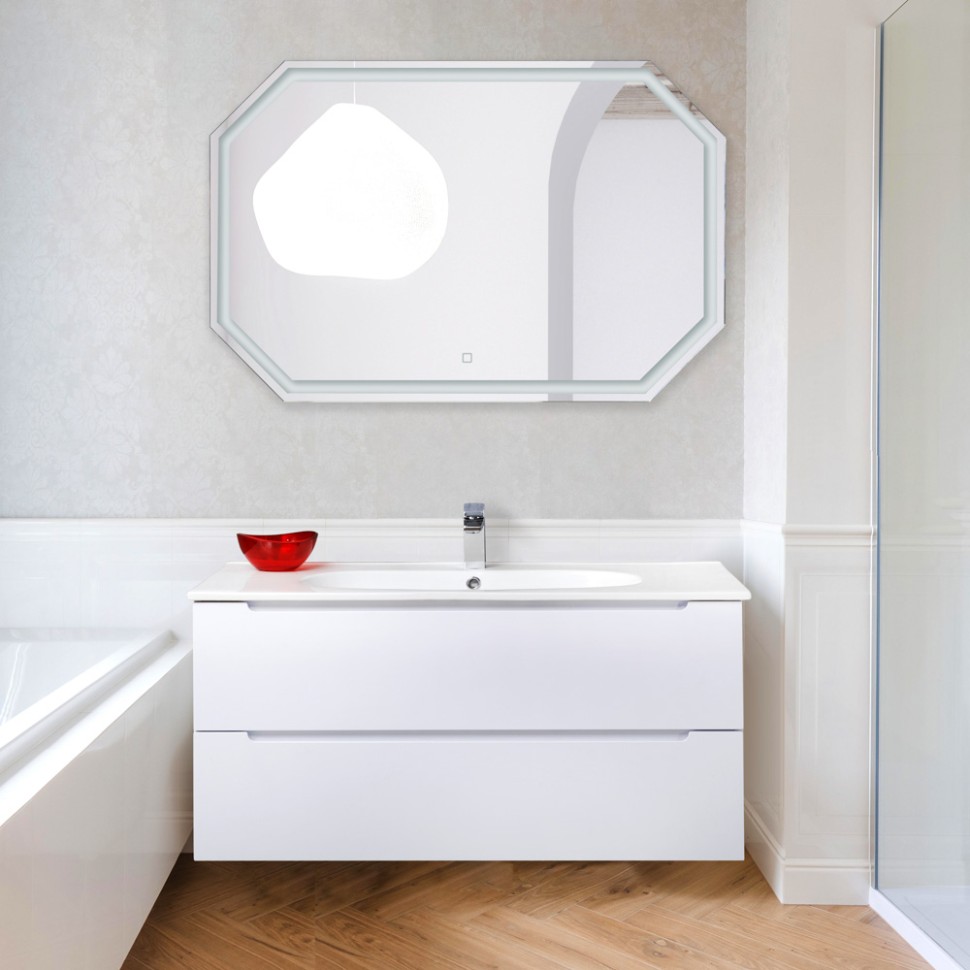 BelBagno Зеркало 120x80h см, с подсветкой по периметру и выключателем, цвет: хром глянцевый Spc-Ott-1200-800-Led-Tch