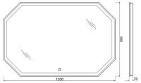 BelBagno Зеркало 120x80h см, с подсветкой по периметру и выключателем, цвет: хром глянцевый Spc-Ott-1200-800-Led-Tch