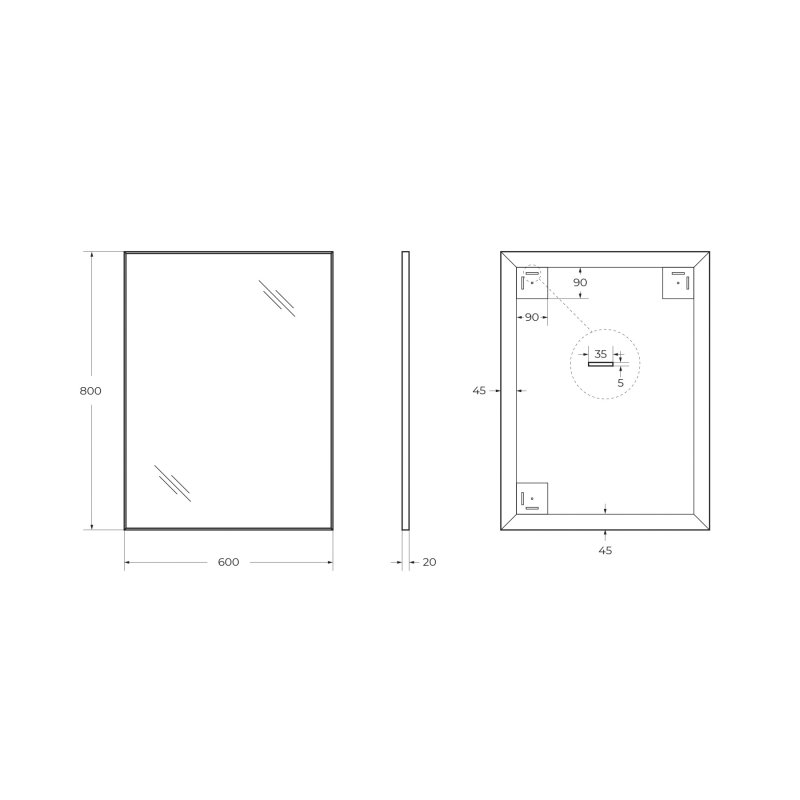 BelBagno Зеркало 60x80h см, без подсветки, цвет: черный матовый Spc-Al-600-800 Nero