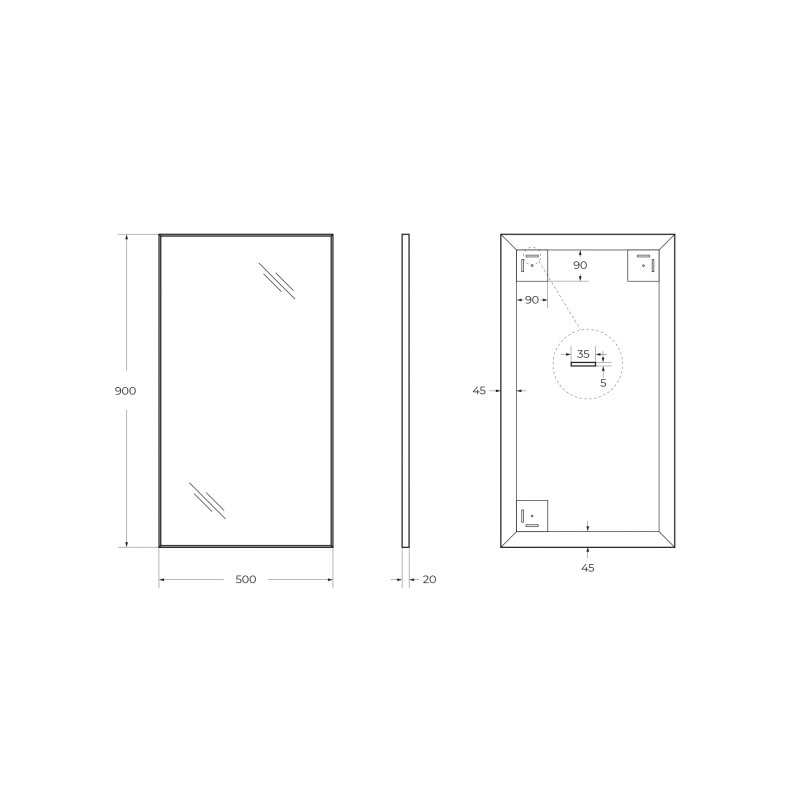 BelBagno Зеркало 50x90h см, без подсветки, цвет: хром глянцевый Spc-Al-500-900