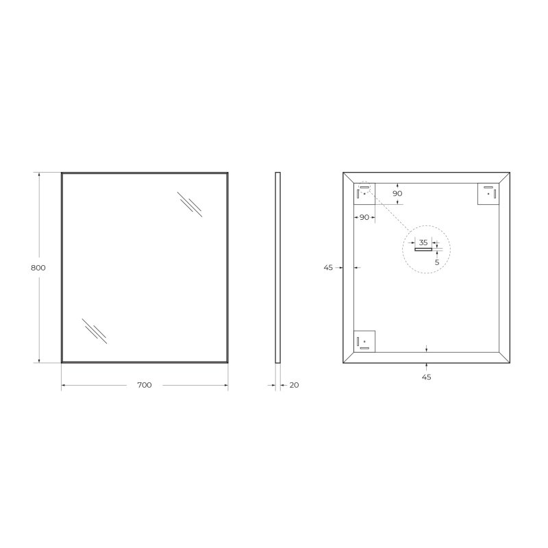 BelBagno Зеркало 70x80h см, без подсветки, цвет: хром глянцевый Spc-Al-700-800