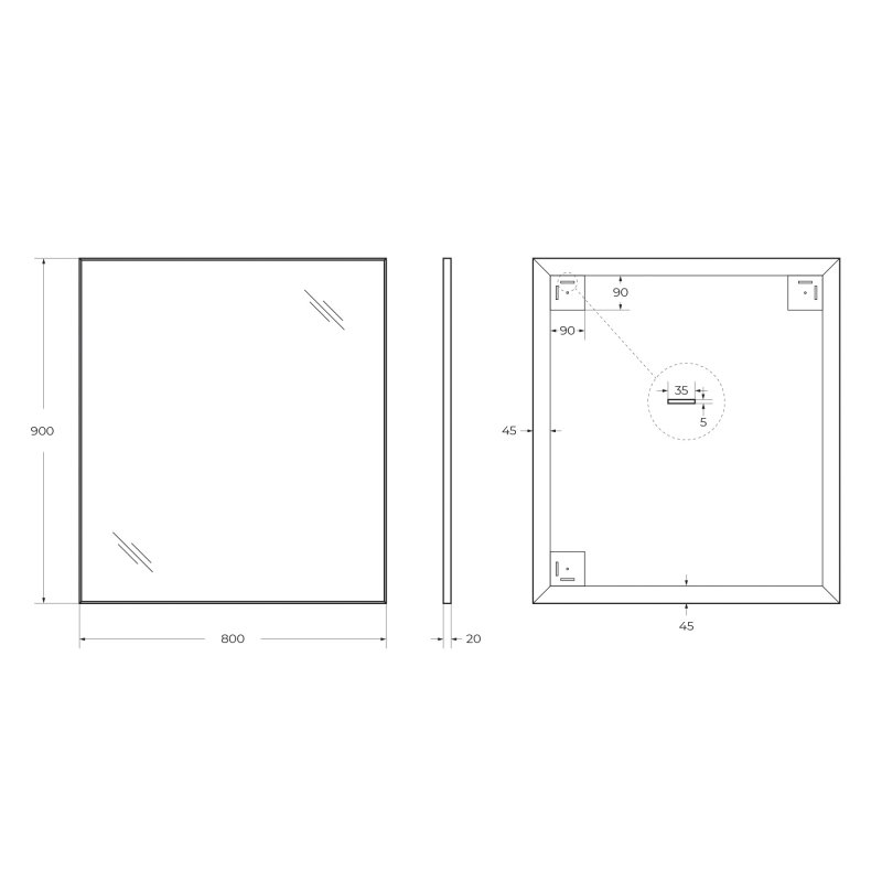 BelBagno Зеркало 80x90h см, без подсветки, цвет: хром глянцевый Spc-Al-800-900