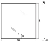 BelBagno Зеркало 70x70h см, с подсветкой по периметру, подогревом и выключ., цвет: хром глянцевый Spc-Uno-700-700-Tch