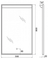 BelBagno Зеркало 50x80h см, с подсветкой и выключателем, цвет: хром глянцевый Spc-Uno-500-800-Tch