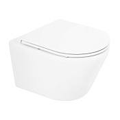 BelBagno Tre Унитаз подвесной 36,5x52,5 см, безободковый, с сиденьем, цвет: белый глянцевый BB8001CHR/SC