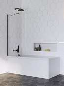 Radaway Idea PNJ II Шторка на ванну раздвижная, прозрачная 6 мм, Easy Clean 70х150h см, цвет: black 10001070-54-01