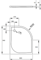 Radaway Delos E Поддон для душа из акрила, 90х80х4,5h см, левый, цвет: белый глянцевый SDE9080-01L