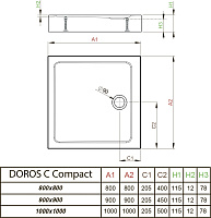 Radaway Doros C Compact Поддон для душа из акрила, 100х100х11,5h см, цвет: black SDRC1010-05-54S