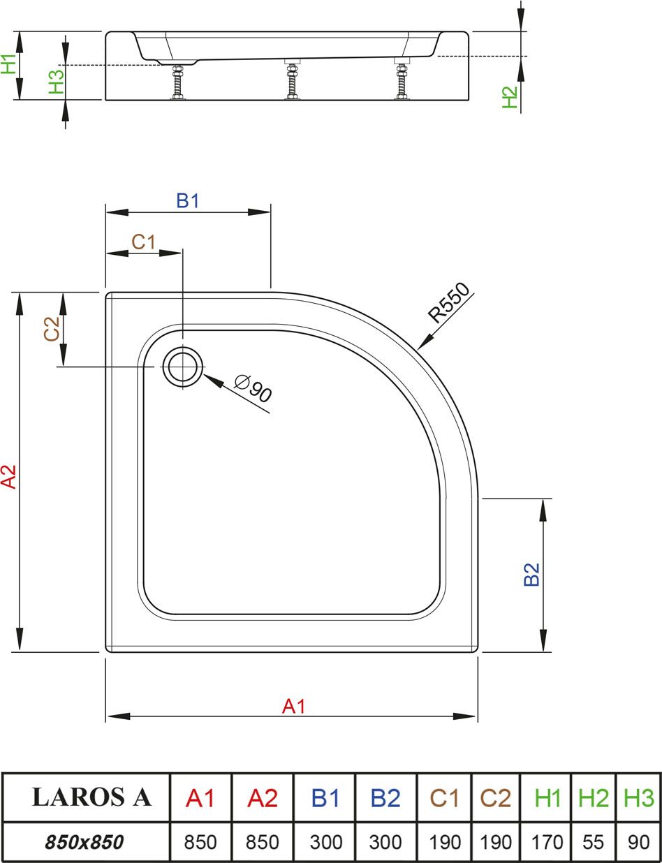 Radaway Laros A Compact Поддон для душа из акрила, 85х85х17h см, цвет: белый глянцевый SLA8585-01