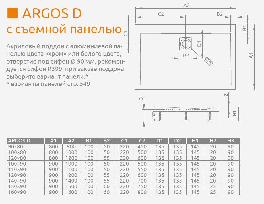 Radaway Argos D Поддон для душа из акрила, 150х90х14,5h см, цвет: белый глянцевый 4ADN915-02