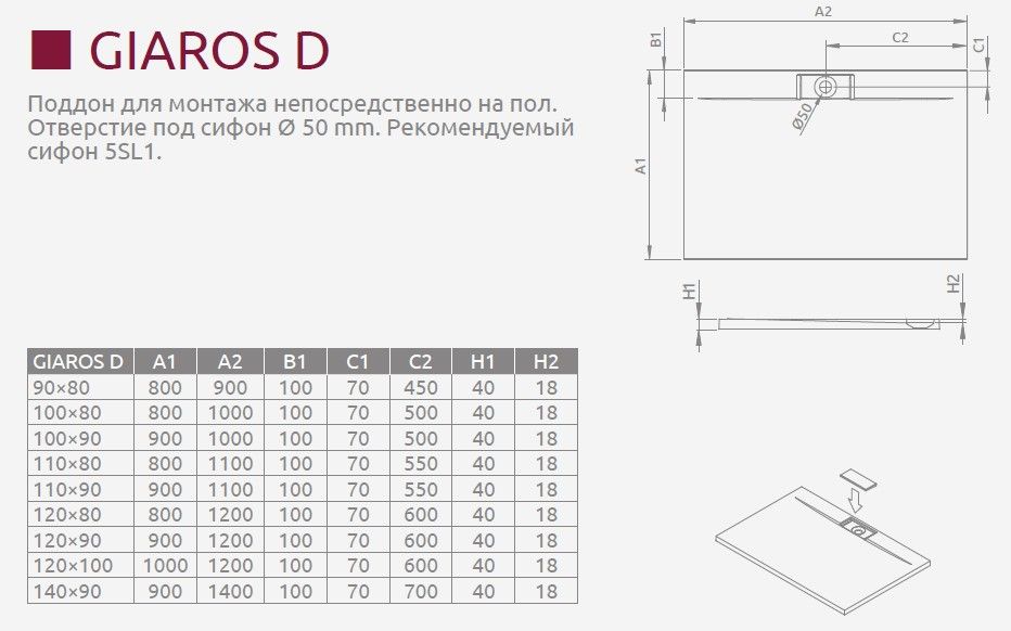 Radaway Giaros D Поддон для душа из композита, 90х80х4h см с крышкой слива, цвет: белый глянцевый M3GRD9080