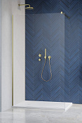 Radaway Modo New II Душевое ограждение walk-in 8 мм, Easy Clean 80х200h см, цвет: brushed gold 389084-99-01