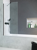 Radaway Modo PNJ II Шторка на ванну, прозрачная 8 мм, Easy Clean 100х150h см, цвет: black 10006100-54-01