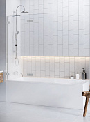 Radaway Euphoria PND II Шторка на ванну распашная 8 мм, Easy Clean 130х150h см, цвет: хром глянец 10008130-01-01L