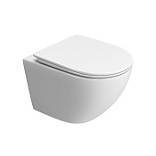 BelBagno Унитаз подвесной 36x48,5 см, безободковый, смыв торнадо, с сиденьем, цвет: белый глянцевый BB5177CH-TOR/SC