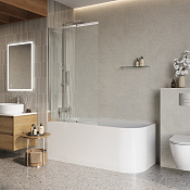 BelBagno Luce Шторка в ванну стеклянная 100x145 см, прозрачное стекло 5 мм, цвет: хром глянцевый LUCE-VF-11-100/145-C-Cr