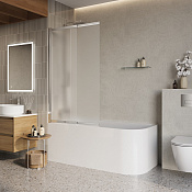 BelBagno Luce Шторка в ванну стеклянная 90x145 см, матовое стекло 5 мм, цвет: хром матовый LUCE-VF-11-90/145-P-Cr