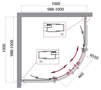 Belbagno Uno Душевой уголок 100x100x195h см, цвет: черный UNO-195-R-2-100-C-NERO