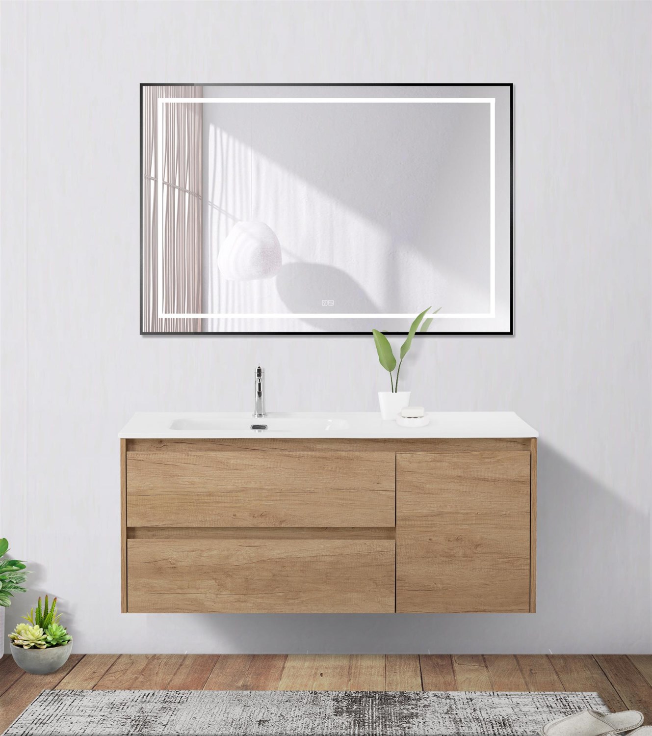 BelBagno Kraft Зеркало 120x80h см, с подсветкой, подогревом и выключателем, цвет: черный матовый SPC-KRAFT-1200-800-LED-TCH-WARM-NERO