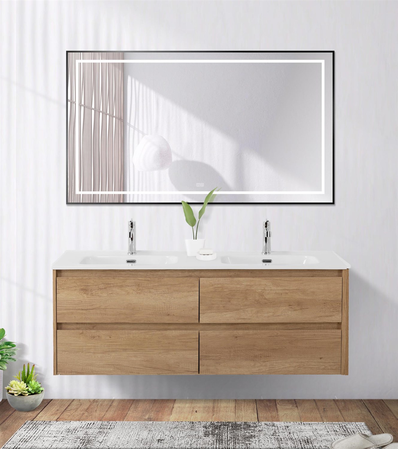 BelBagno Kraft Зеркало 140x80h см, с подсветкой, подогревом и выключателем, цвет: черный матовый SPC-KRAFT-1400-800-LED-TCH-WARM-NERO