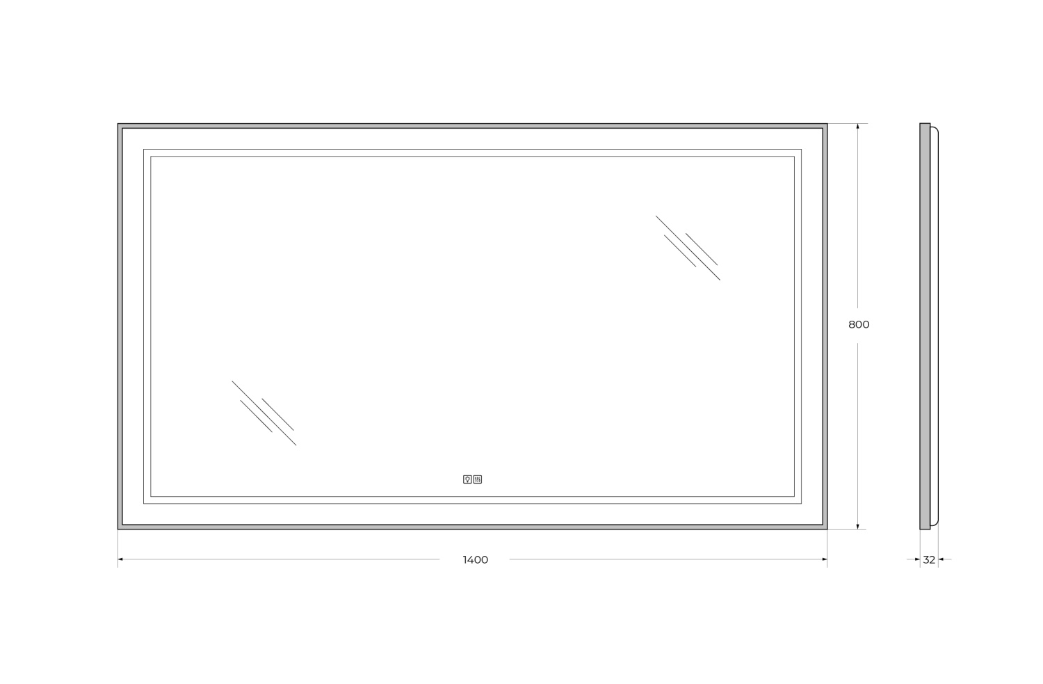 BelBagno Kraft Зеркало 140x80h см, с подсветкой, подогревом и выключателем, цвет: черный матовый SPC-KRAFT-1400-800-LED-TCH-WARM-NERO