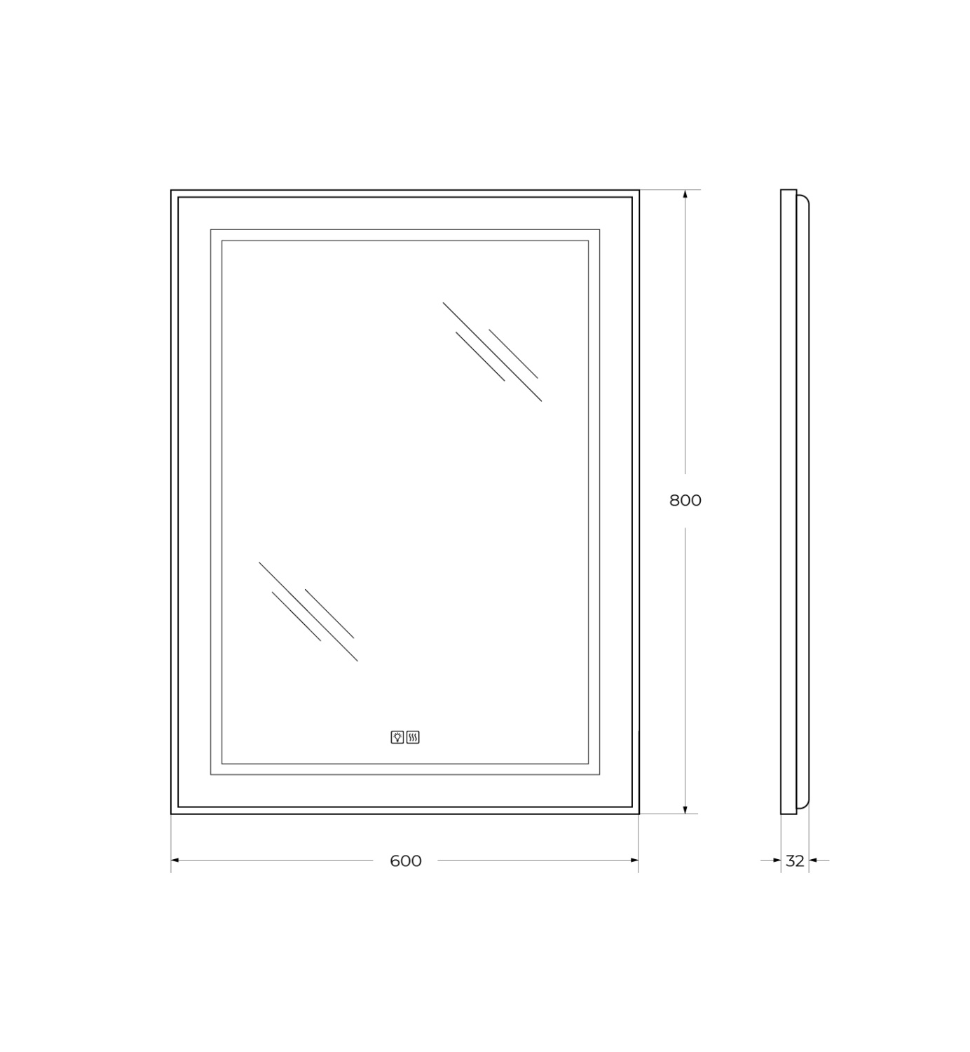BelBagno Kraft Зеркало 60x80h см, с подсветкой, подогревом и выключателем, цвет: хром глянцевый SPC-KRAFT-600-800-LED-TCH-WARM