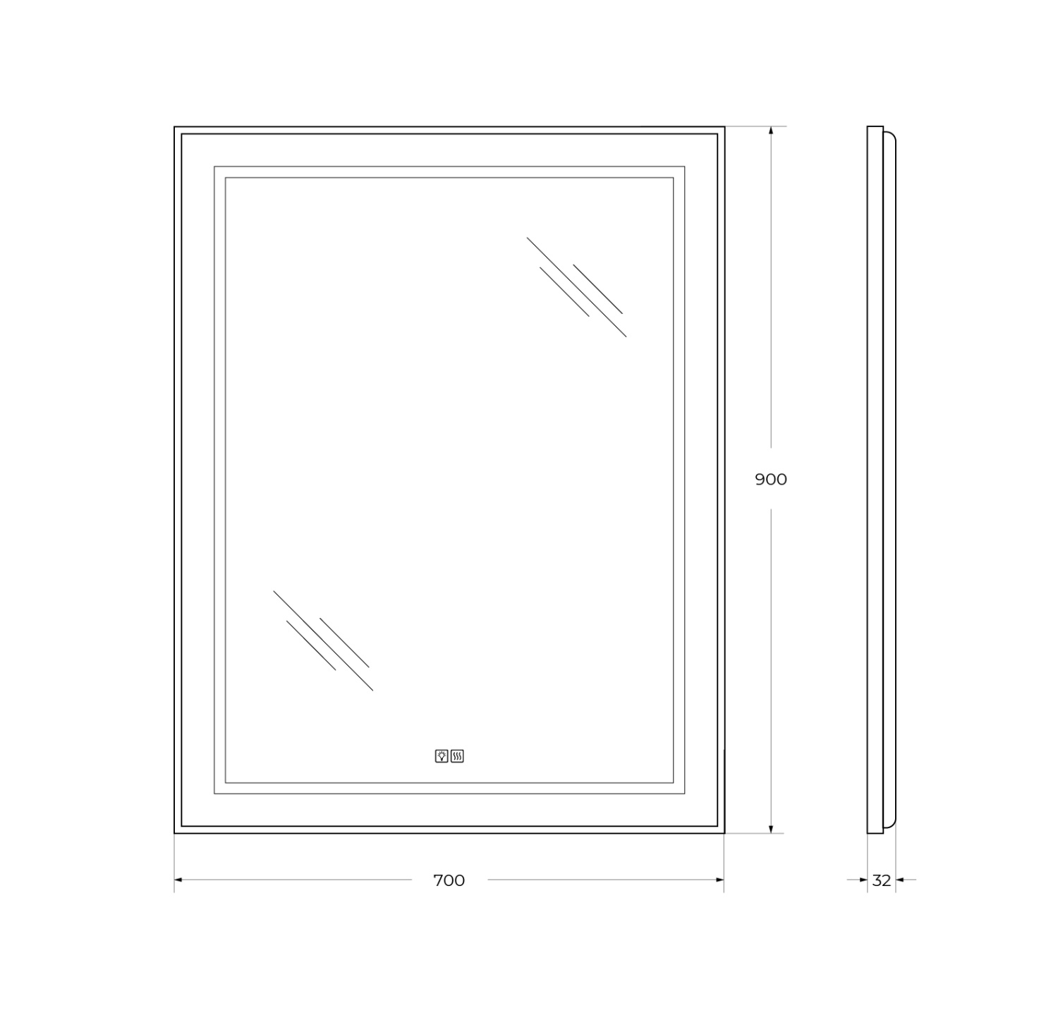BelBagno Kraft Зеркало 70x90h см, с подсветкой, подогревом и выключателем, цвет: хром глянцевый SPC-KRAFT-700-900-LED-TCH-WARM