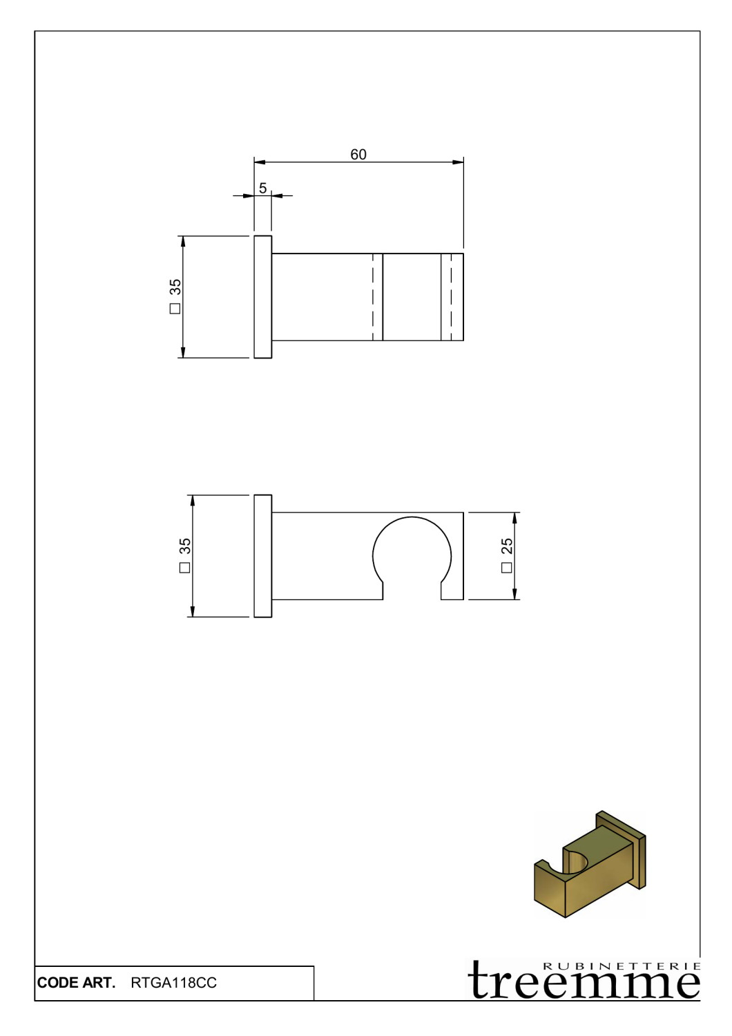 Treemme Shower Держатель для ручного душа, цвет: chrome ITRTGA118CC