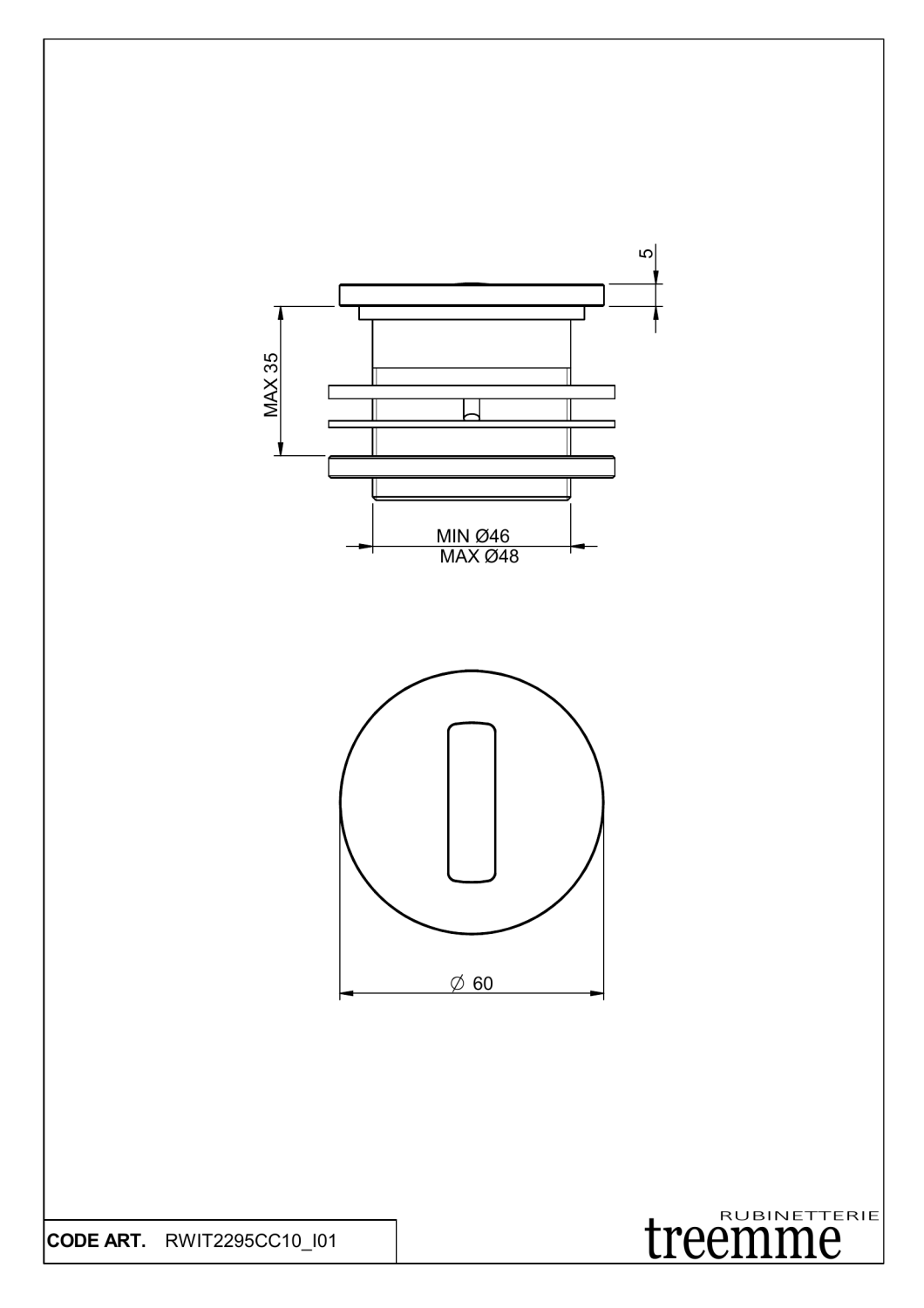 Treemme Electronic Tap Инфракрасный датчик для столешницы, цвет: chrome RWIT2295CC10