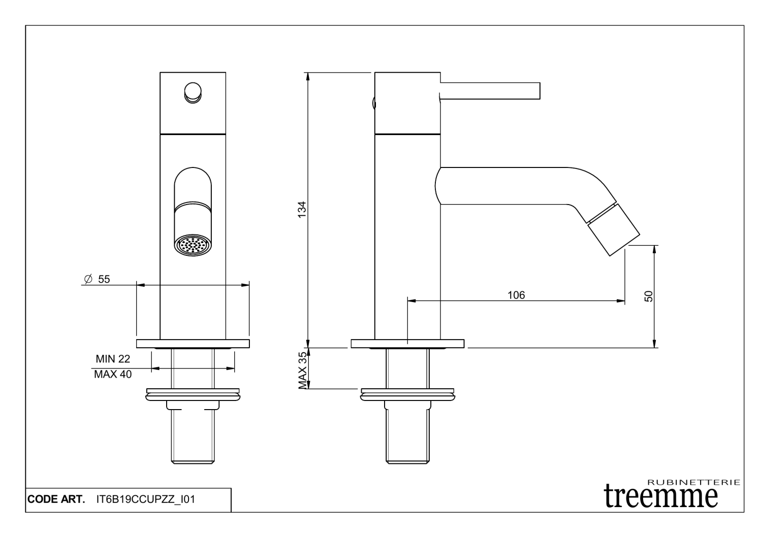 Treemme Up+ Кран холодной воды для раковины, цвет: chrome IT6B19CCUPZZ