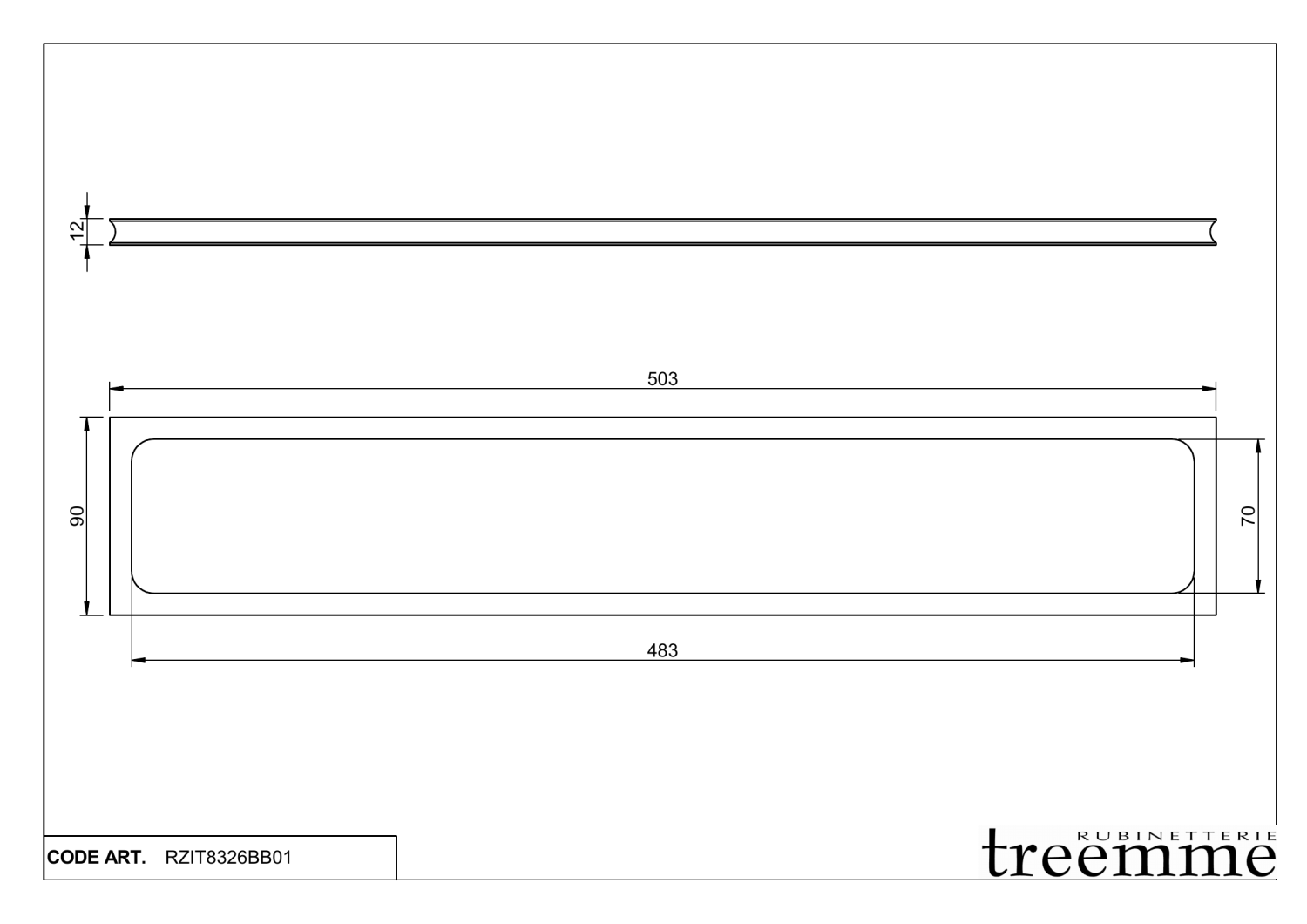 Treemme 22mm Полка подвесная 50,3 см, цвет: matt white RZIT8326BB01