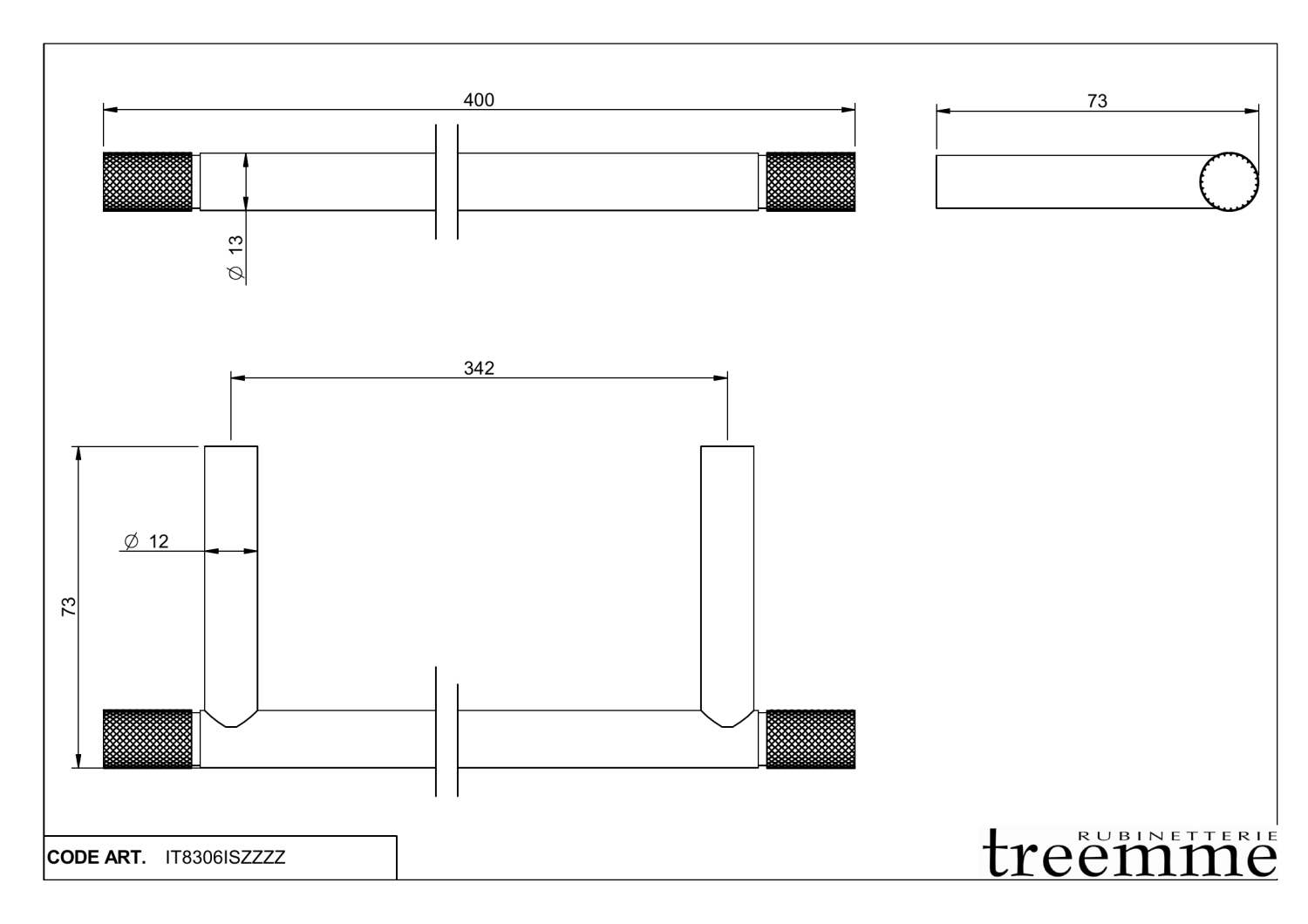 Treemme 22mm Полотенцедержатель 40 см, подвесной, цвет: нержавеющая сталь IT8306ISZZZZ