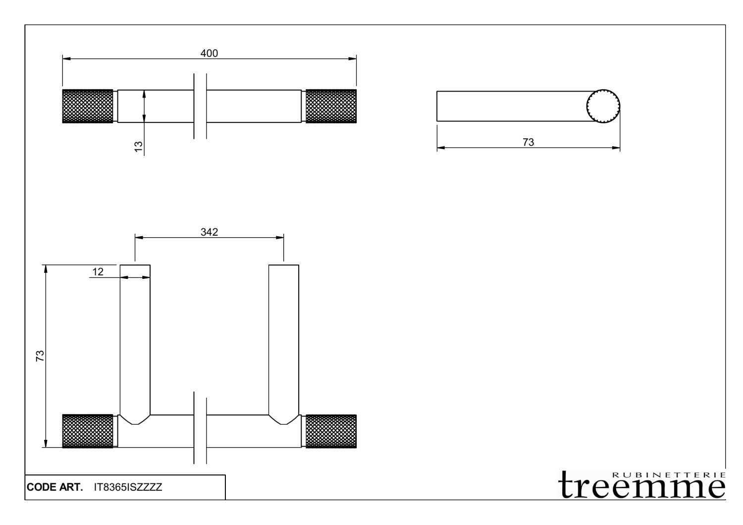 Treemme 22mm Полотенцедержатель 40 см, подвесной, цвет: нержавеющая сталь IT8365ISZZZZ
