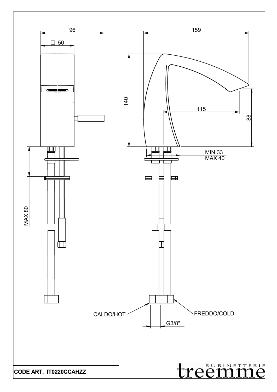 Treemme Arche Смеситель для биде, без донного клапана, цвет: chrome IT0222CCAHZZ