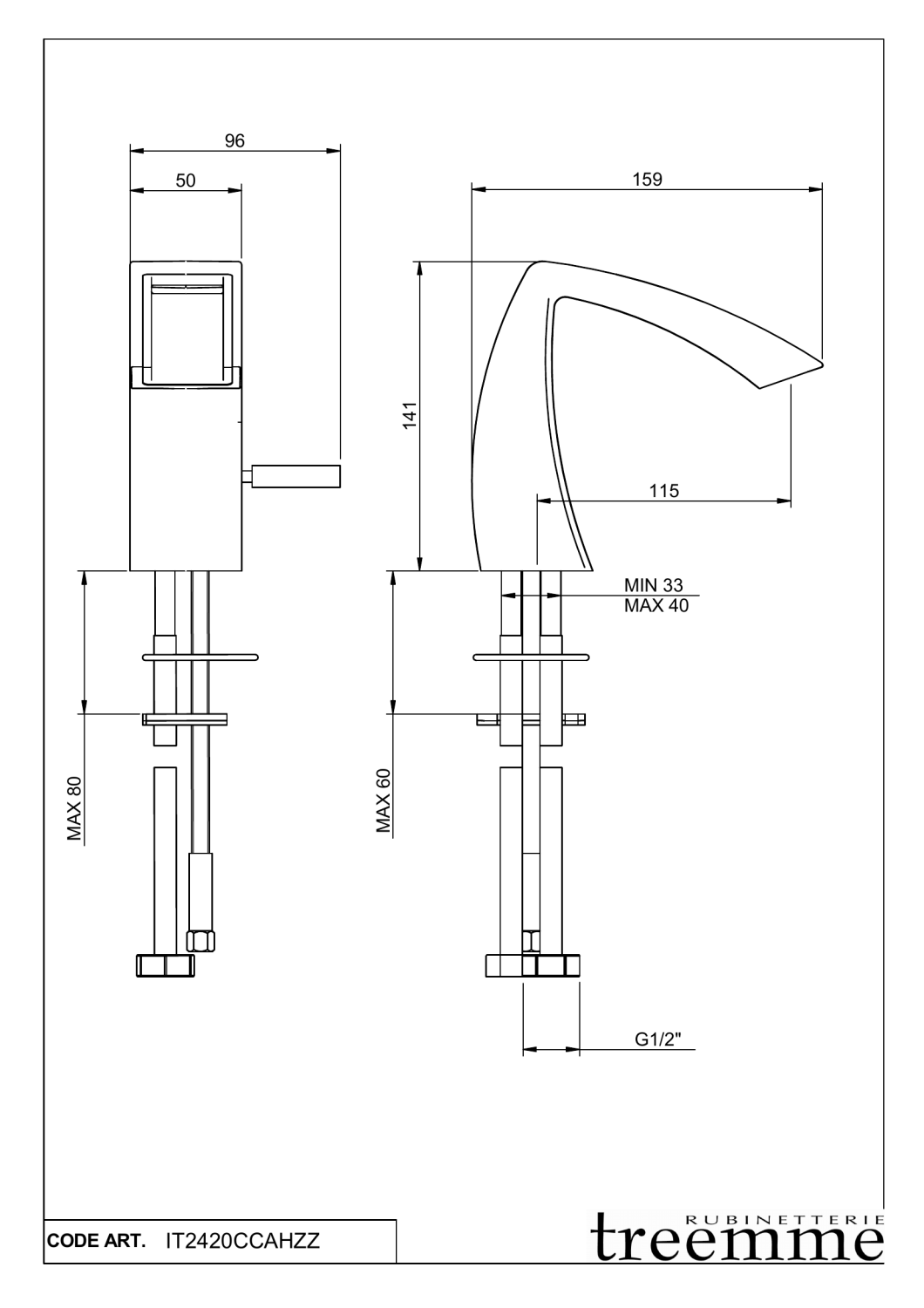 Treemme Arche Смеситель для биде, без донного клапана, цвет: chrome IT2422CCELZZ